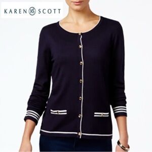 Karen Scott Black and White Cardigan